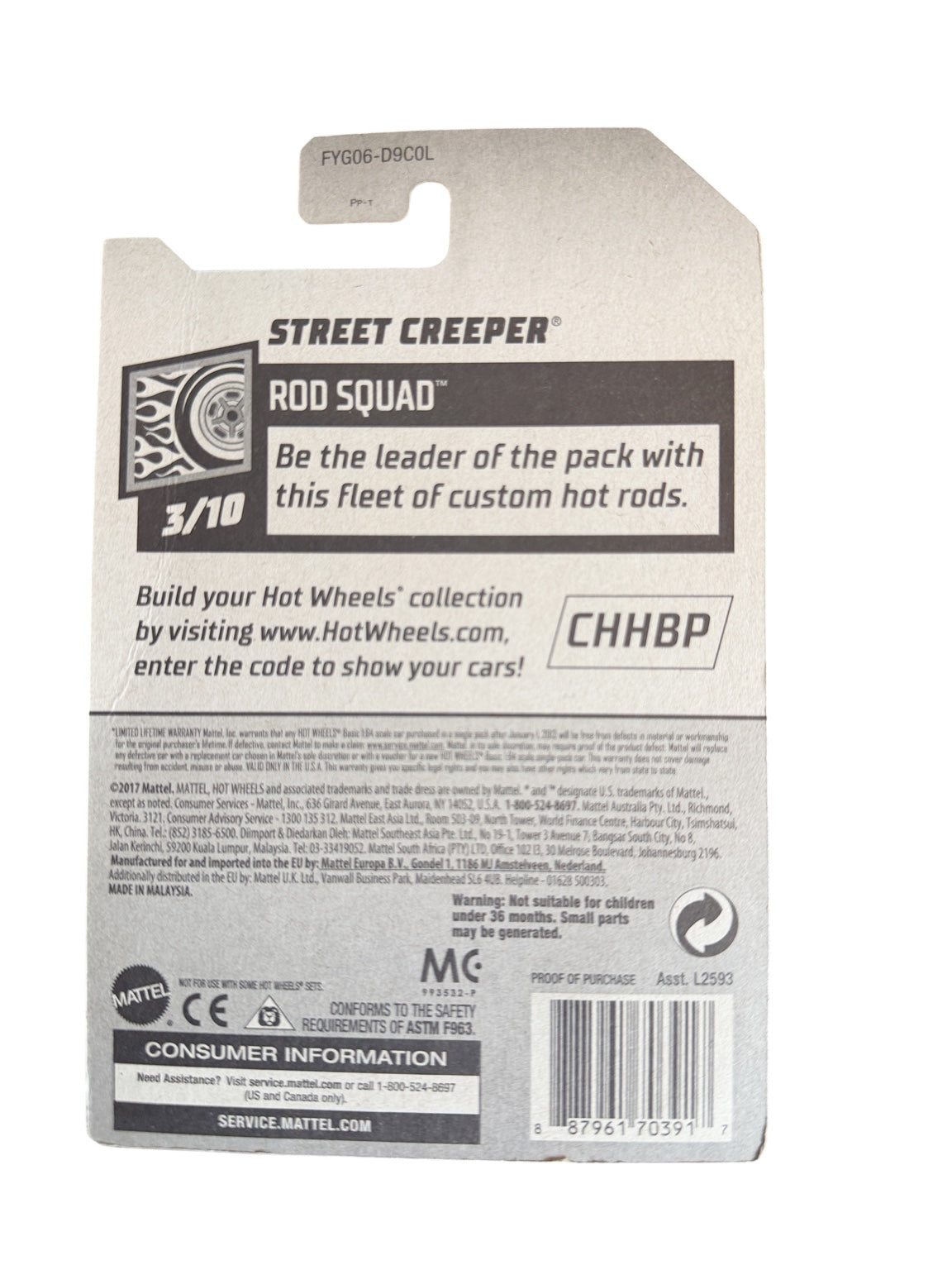 2019 Hot Wheels Super Treasure Hunt Street Creeper back card FYG06