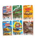 Front view of all six Matchbox Candy Series Mix 2 carded cars