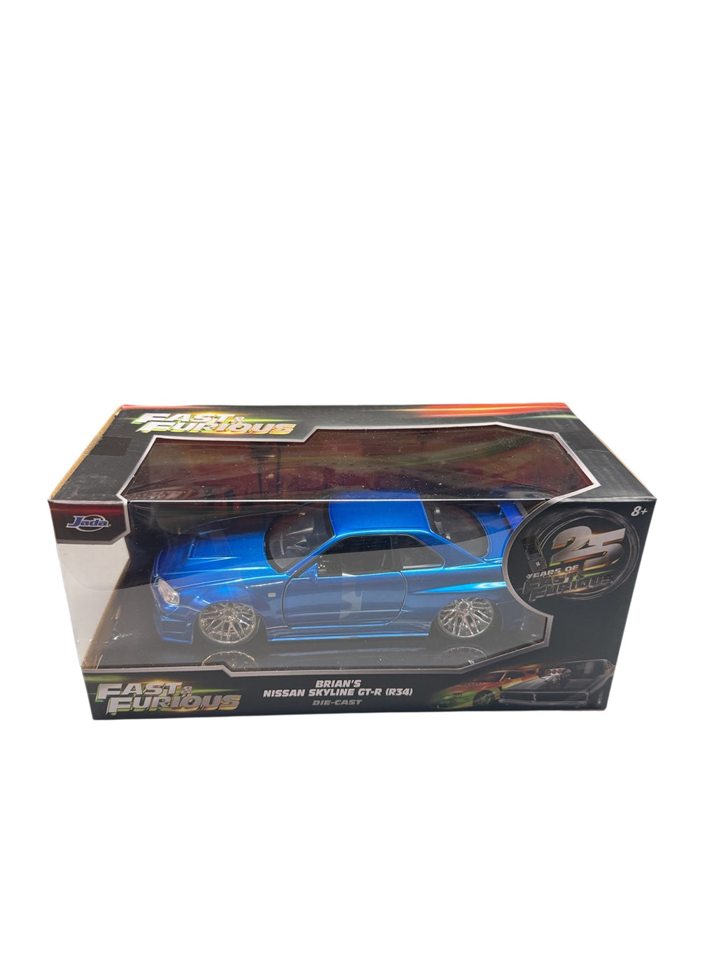 Jada blue Brian’s Skyline R34 1:24 anniversary box front