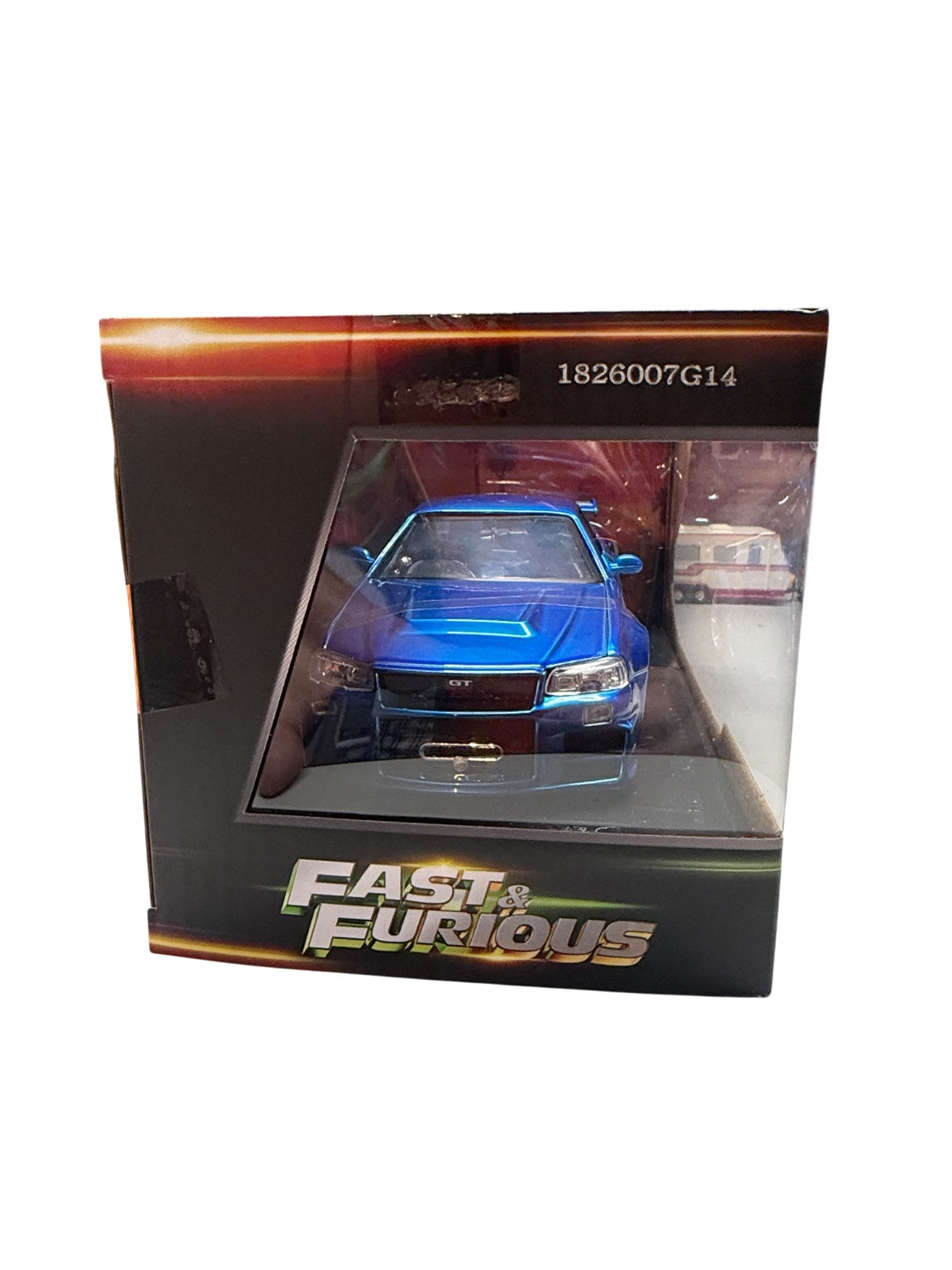 Skyline R34 front view and display box condition