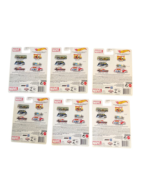 2015 Hot Wheels Marvel Pop Culture six matching card backs