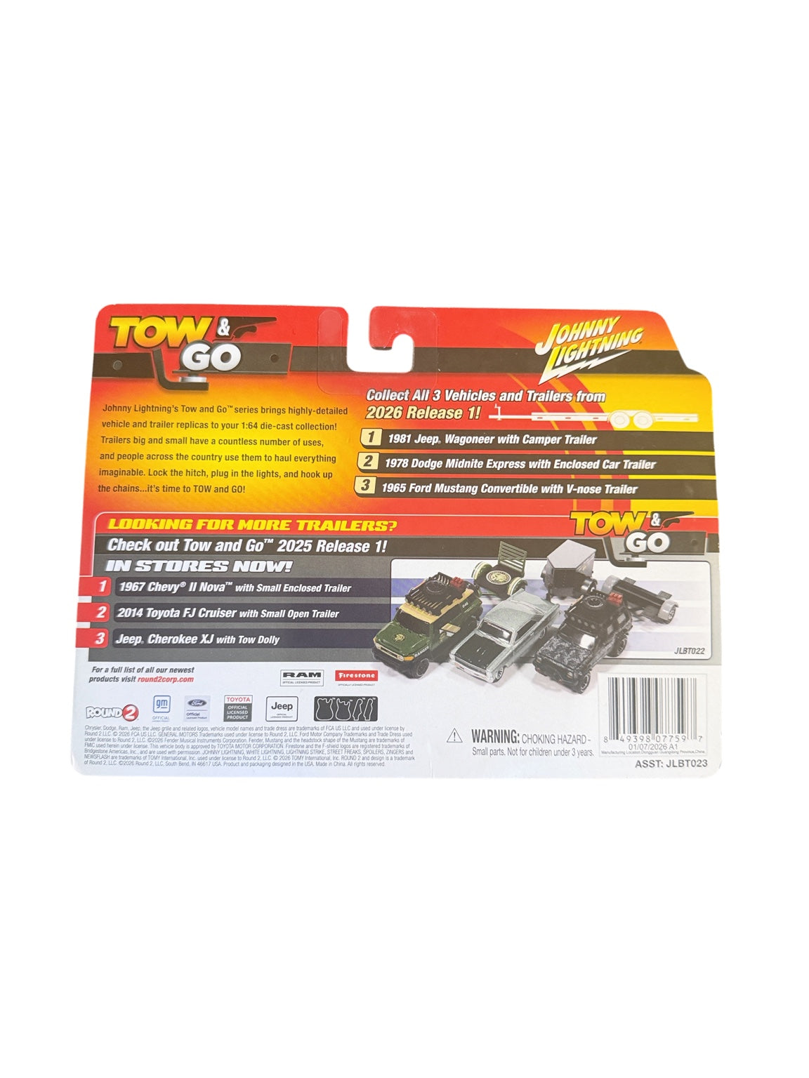 Johnny Lightning Tow and Go 2026 Release 1 Jeep and camper back card