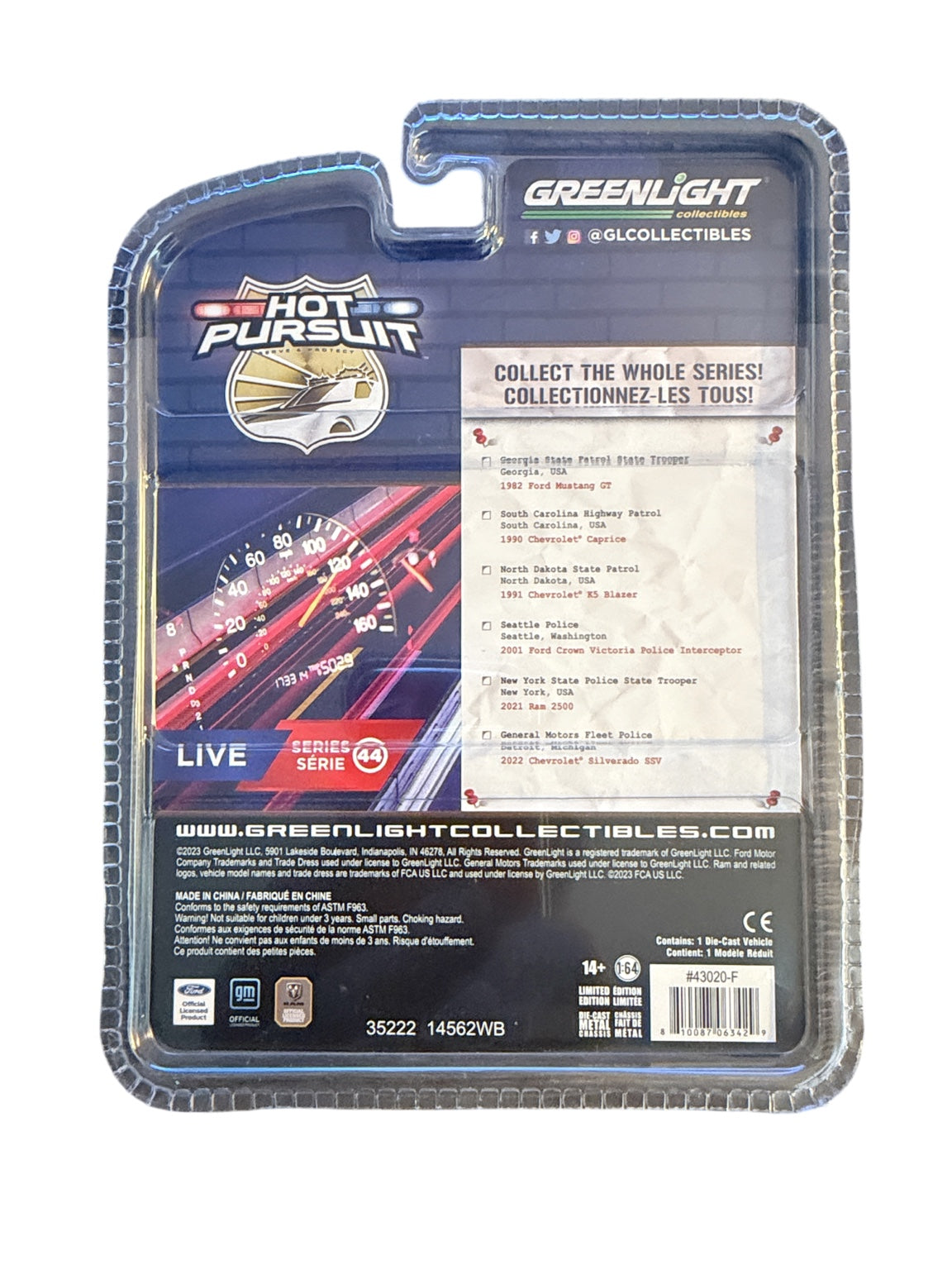 GreenLight Green Machine Chase 2022 Chevrolet Silverado SSV Hot Pursuit Series 44 back