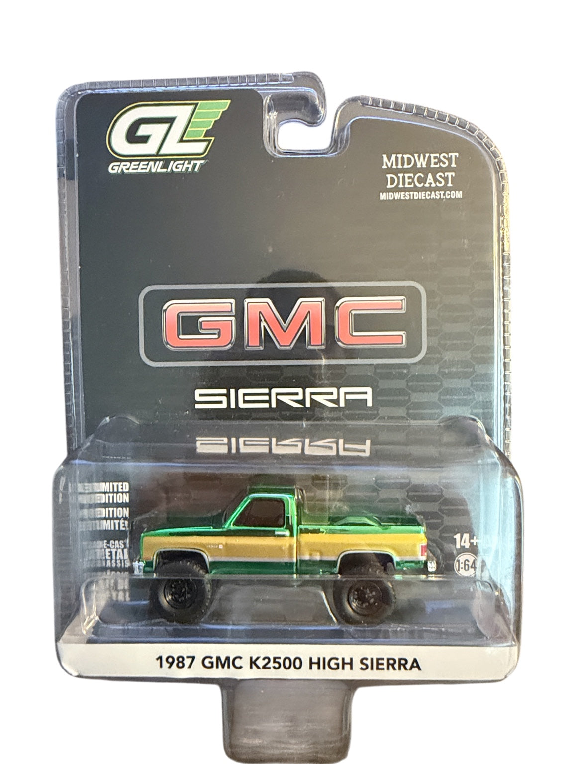 GreenLight Green Chrome Chase 1987 GMC K2500 High Sierra Midwest Diecast Exclusive front