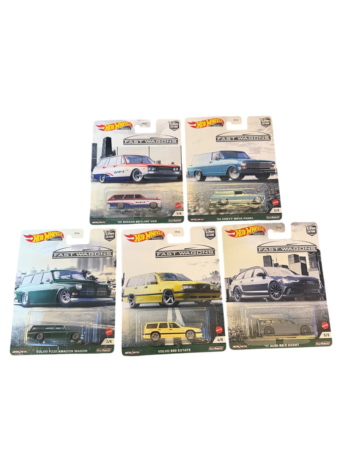 2021 Hot Wheels Fast Wagons complete set of five front