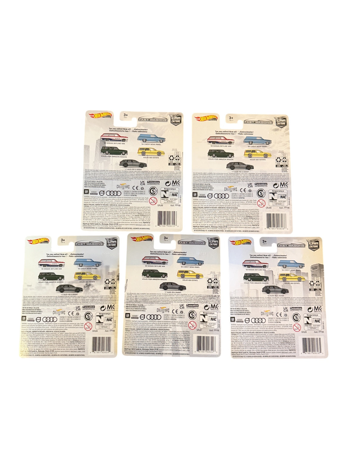 2021 Hot Wheels Fast Wagons complete set of five back