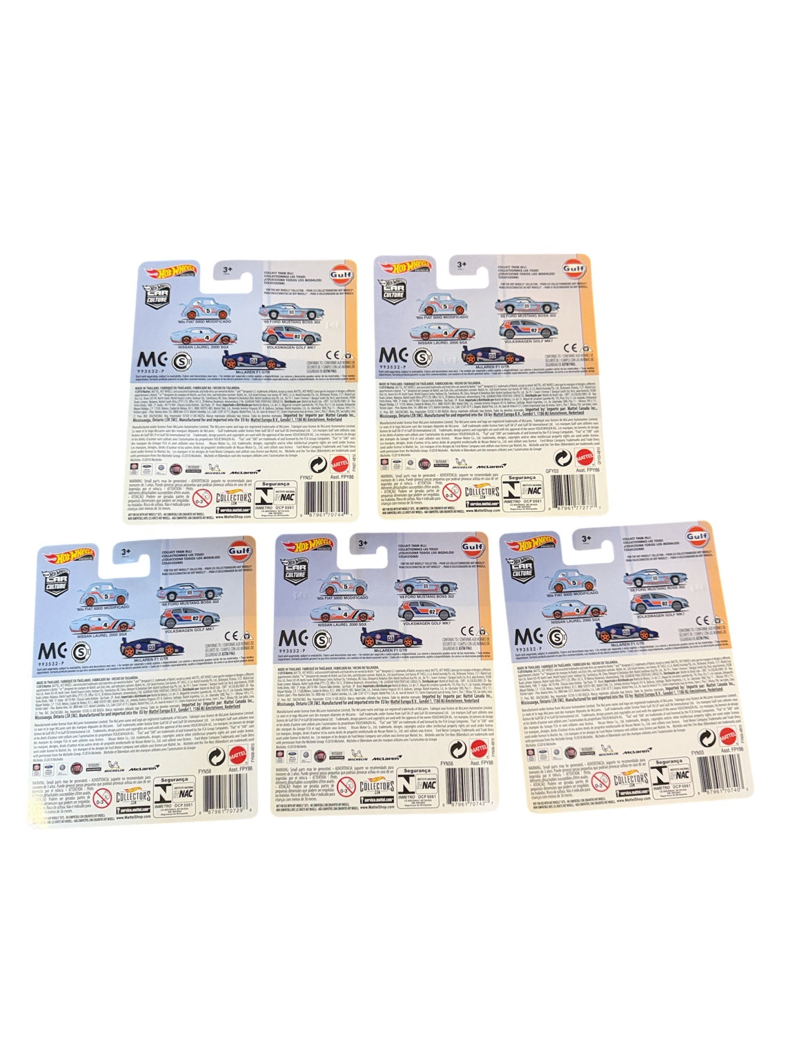 2019 Hot Wheels Car Culture Gulf complete set back