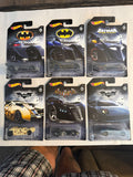 Complete six-car Hot Wheels Batman set front