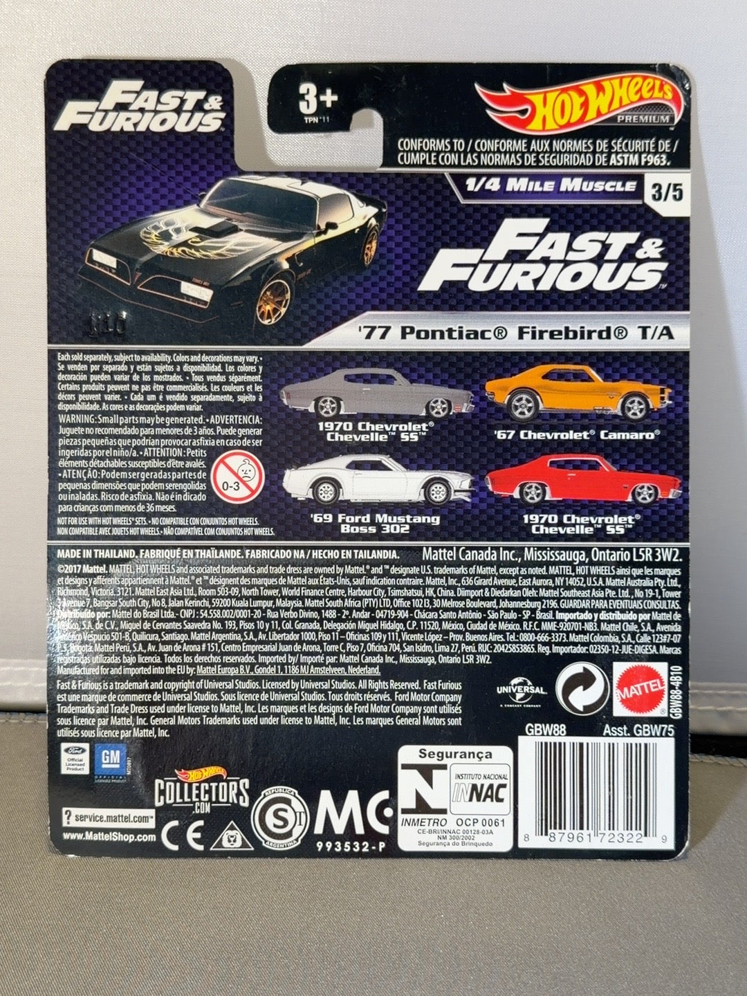 2019 Hot Wheels Premium ’77 Pontiac Firebird T/A Fast & Furious 1/4 Mile Muscle GBW88 back