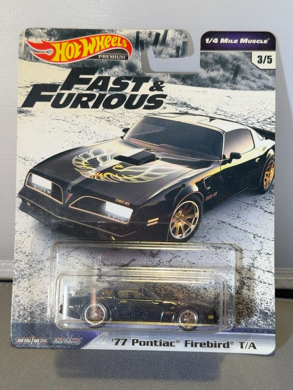 2019 Hot Wheels Premium ’77 Pontiac Firebird T/A Fast & Furious 1/4 Mile Muscle GBW88 front