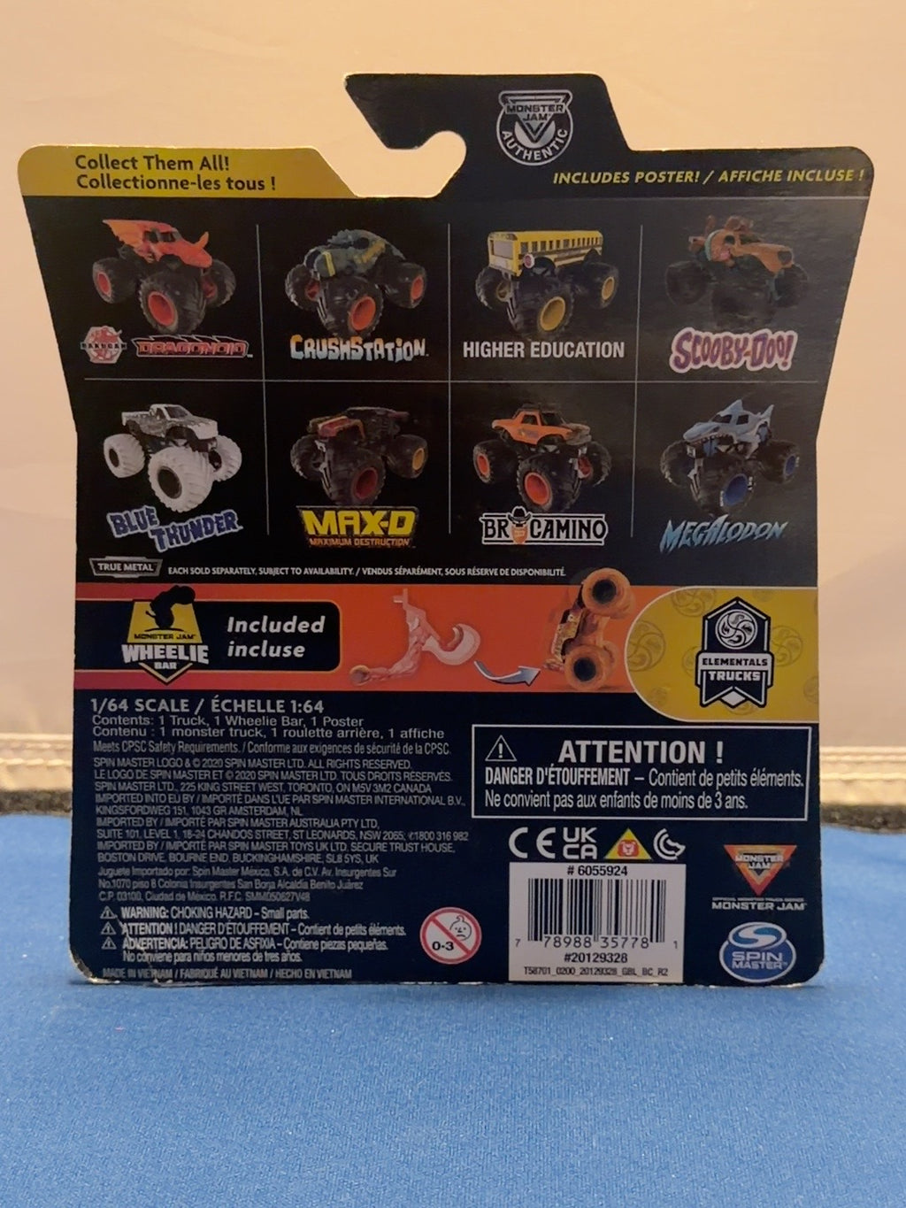 Grave Digger Elementals Trucks Series 18 package back with model 20129328