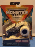 2021 Monster Jam Grave Digger Max Contrast Series 20 white truck with wheelie bar, front