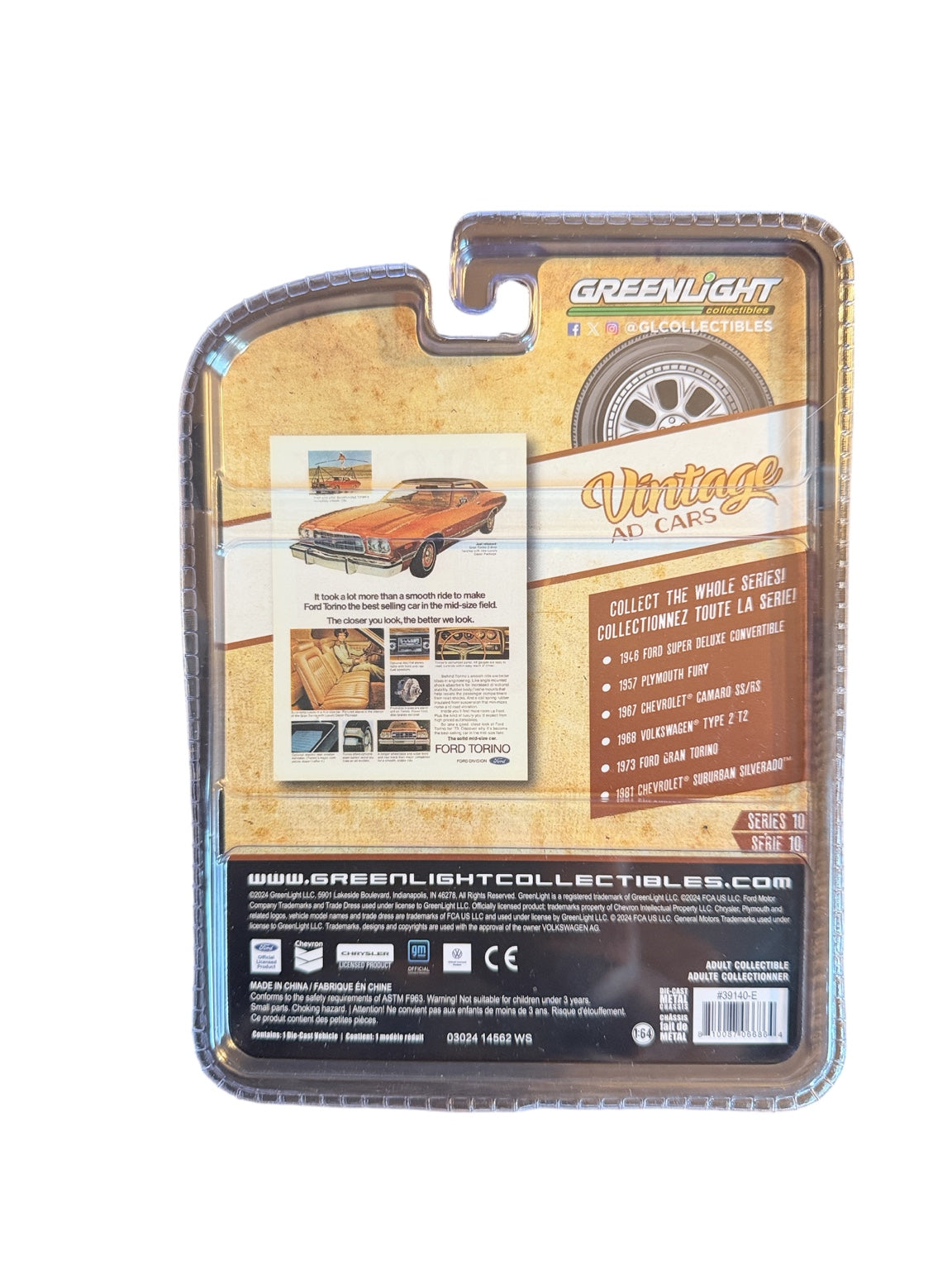 GreenLight Vintage Ad Cars Series 10 1973 Ford Gran Torino back