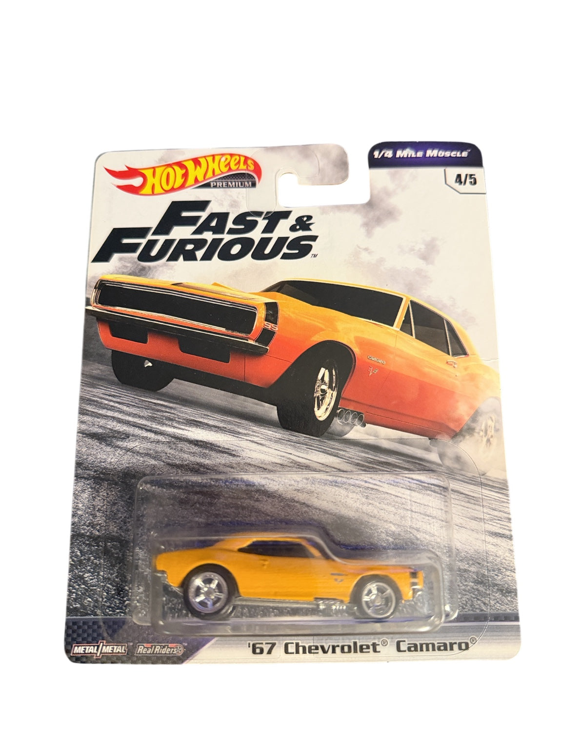 Hot Wheels Premium Fast & Furious 1/4 Mile Muscle 67 Chevrolet Camaro 4/5 front