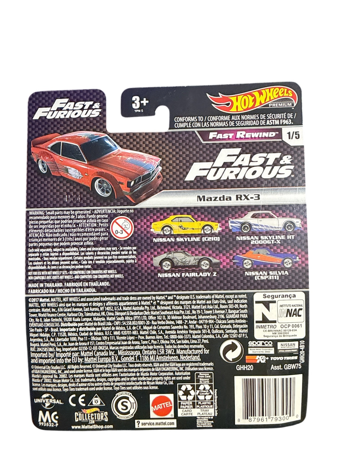 Hot Wheels Premium Fast & Furious Fast Rewind Mazda RX-3 back