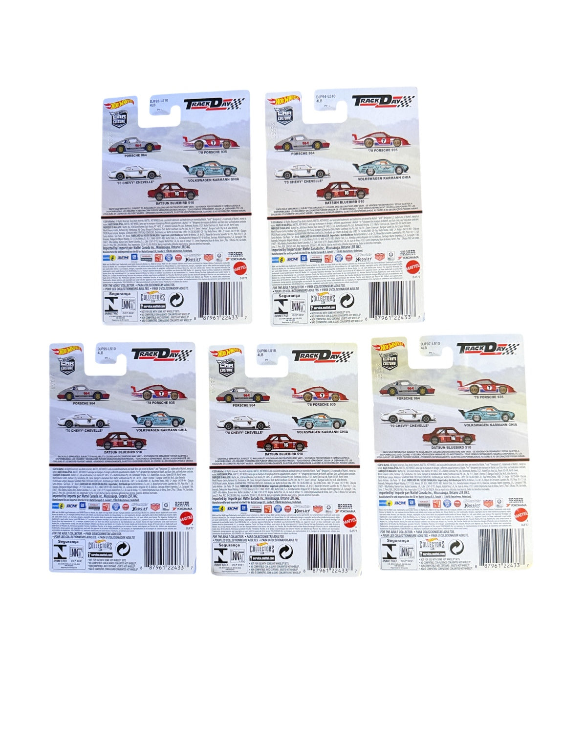 2016 Hot Wheels Car Culture Track Day complete 5-car set backs