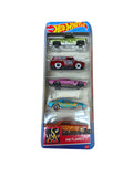 Front of 2024 Hot Wheels HW Flames five-pack with Silverado and Impala