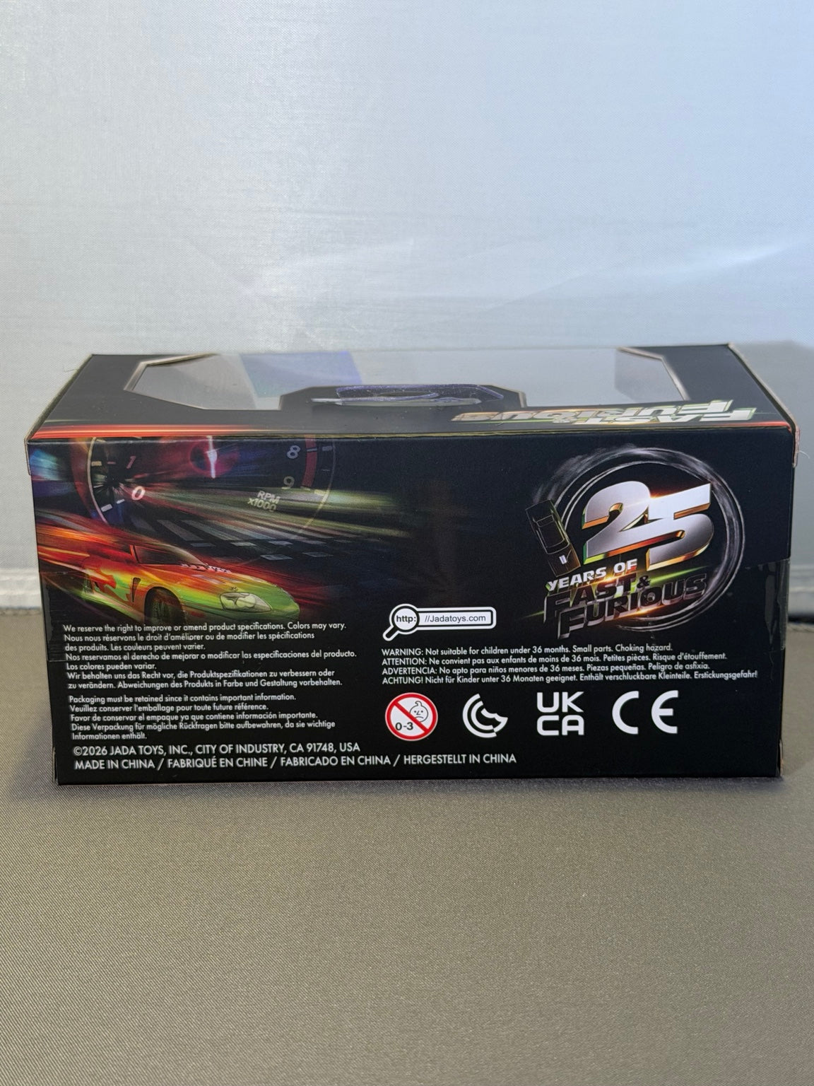 Original back photo Jada Fast & Furious 25th Anniversary packaging