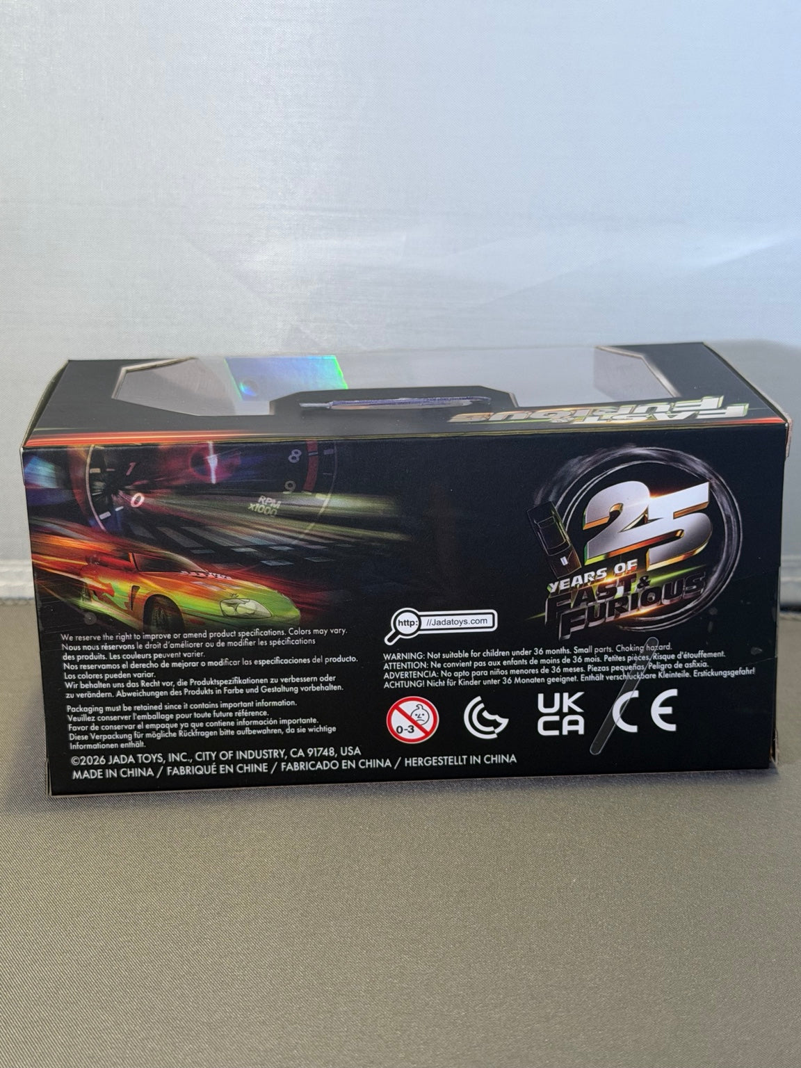 Original back photo Jada Fast & Furious 25th Anniversary packaging