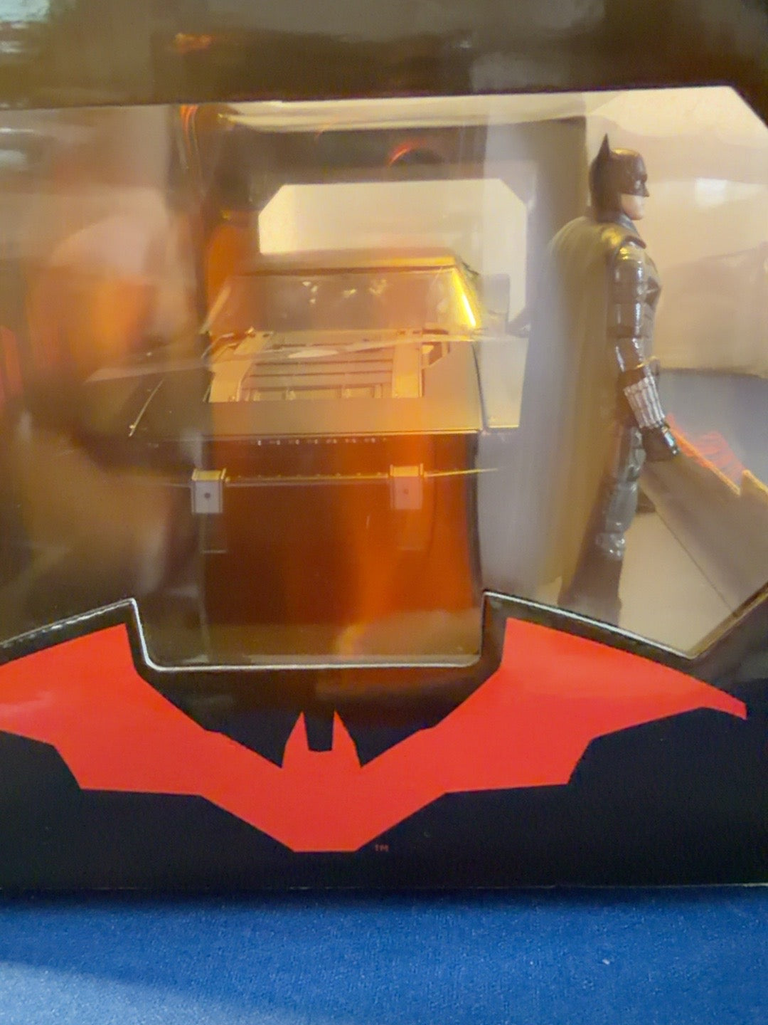 Front view of Jada The Batman Batmobile and Batman figure