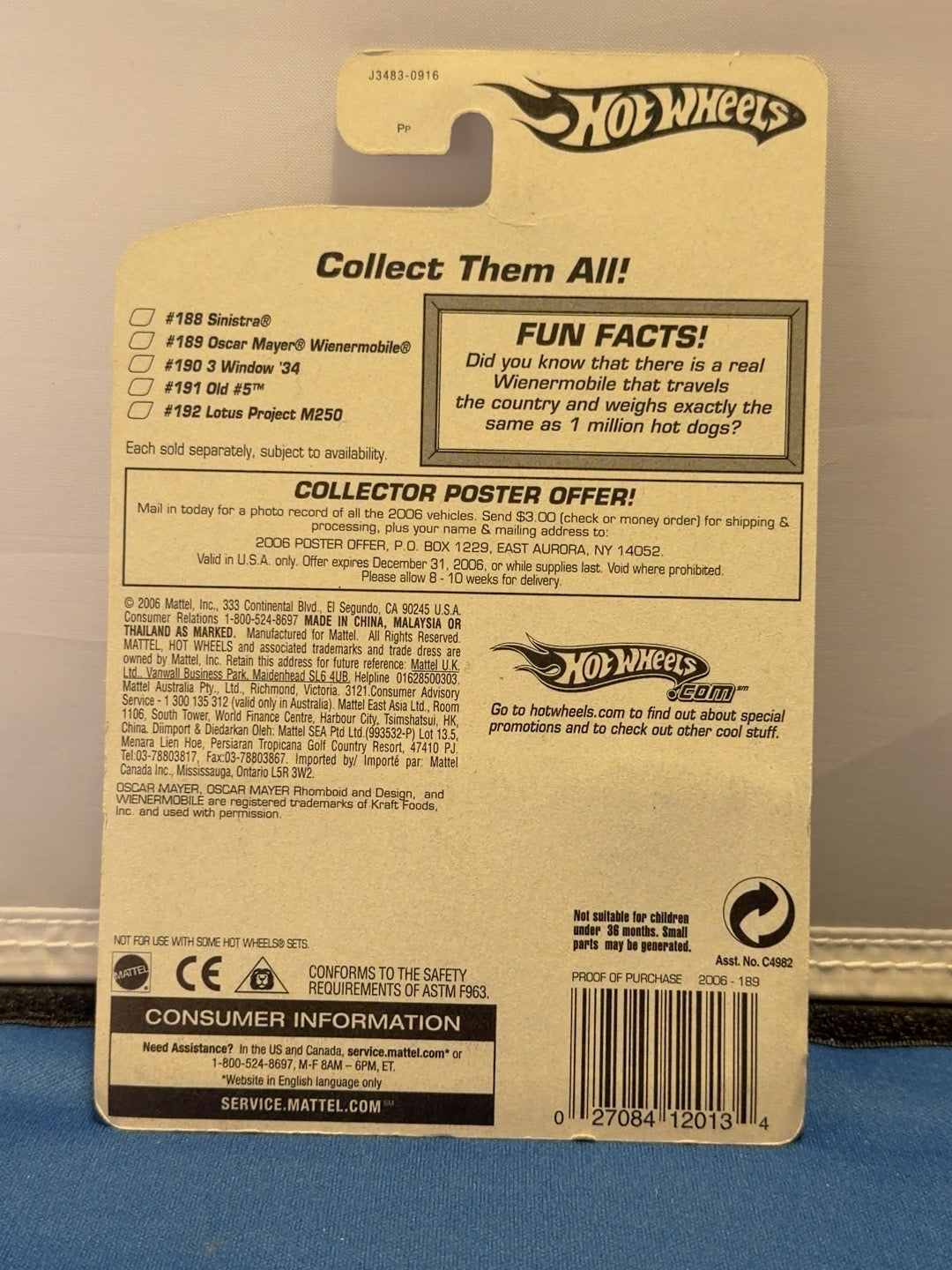 Original back photo of sealed 2006 Oscar Mayer Wienermobile J3483