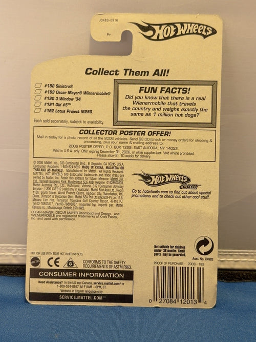 Original back photo of sealed 2006 Oscar Mayer Wienermobile J3483