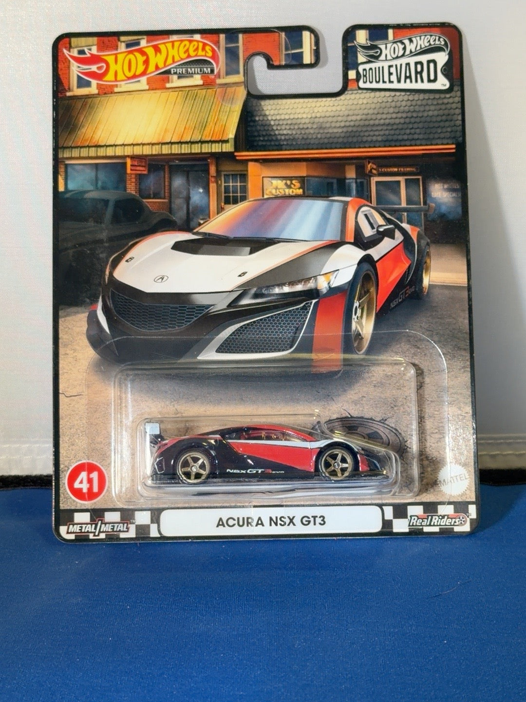 Hot Wheels Premium Boulevard 41 Acura NSX GT3 black red white front card