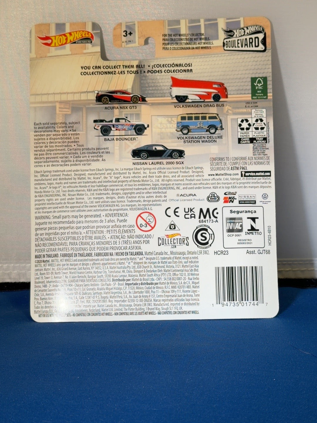 Hot Wheels Boulevard Acura NSX GT3 HCR23 back card