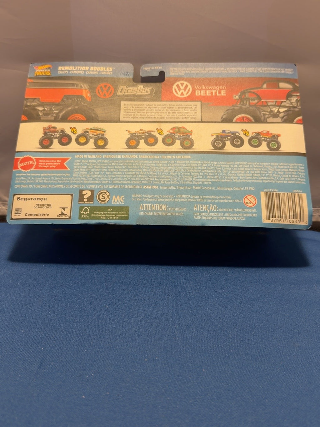 Back of Hot Wheels HDG14 Demolition Doubles VW two-pack
