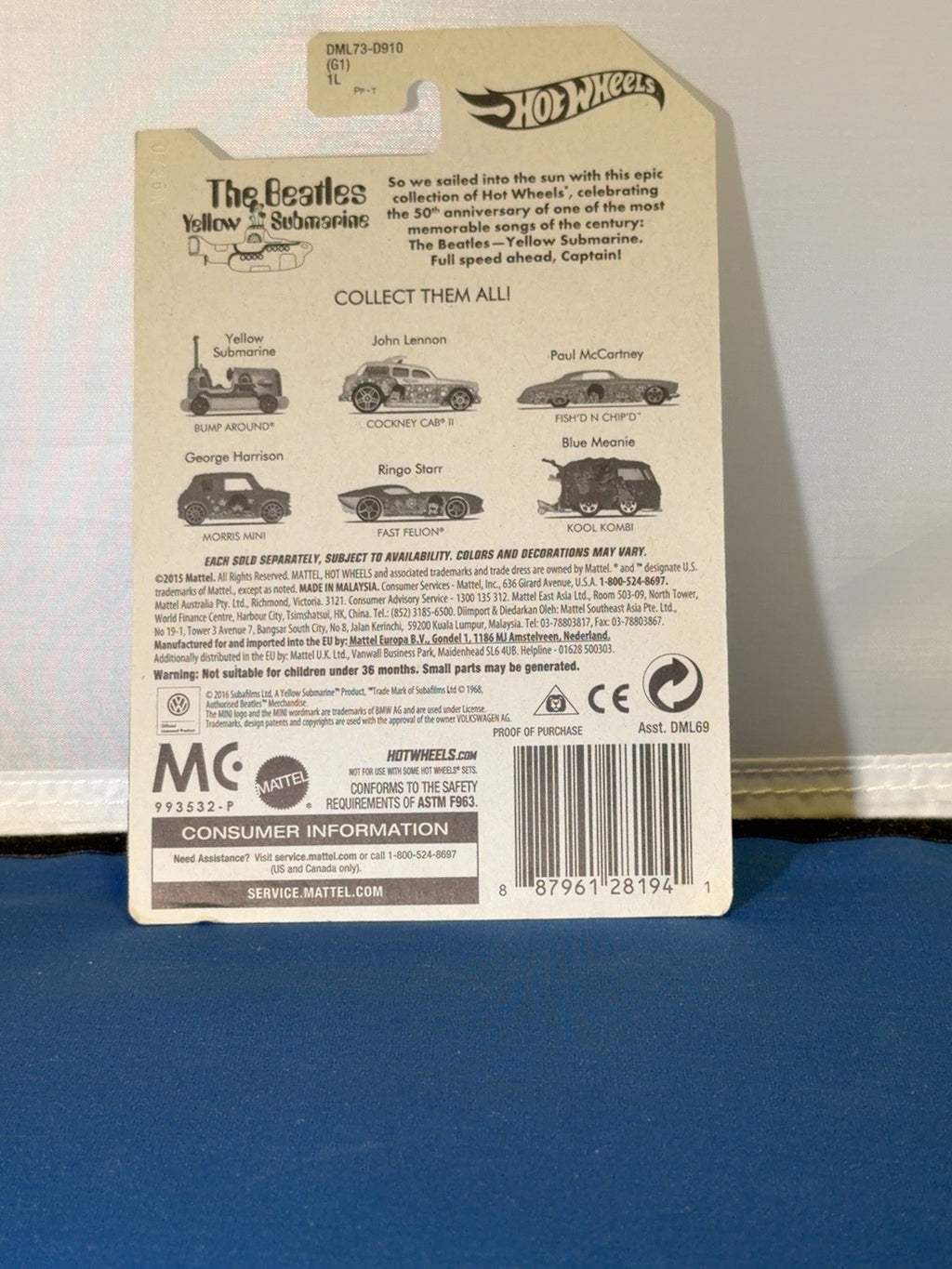 2016 Hot Wheels The Beatles Yellow Submarine Kool Kombi Blue Meanie 6/6 DML73 — listing photo 2
