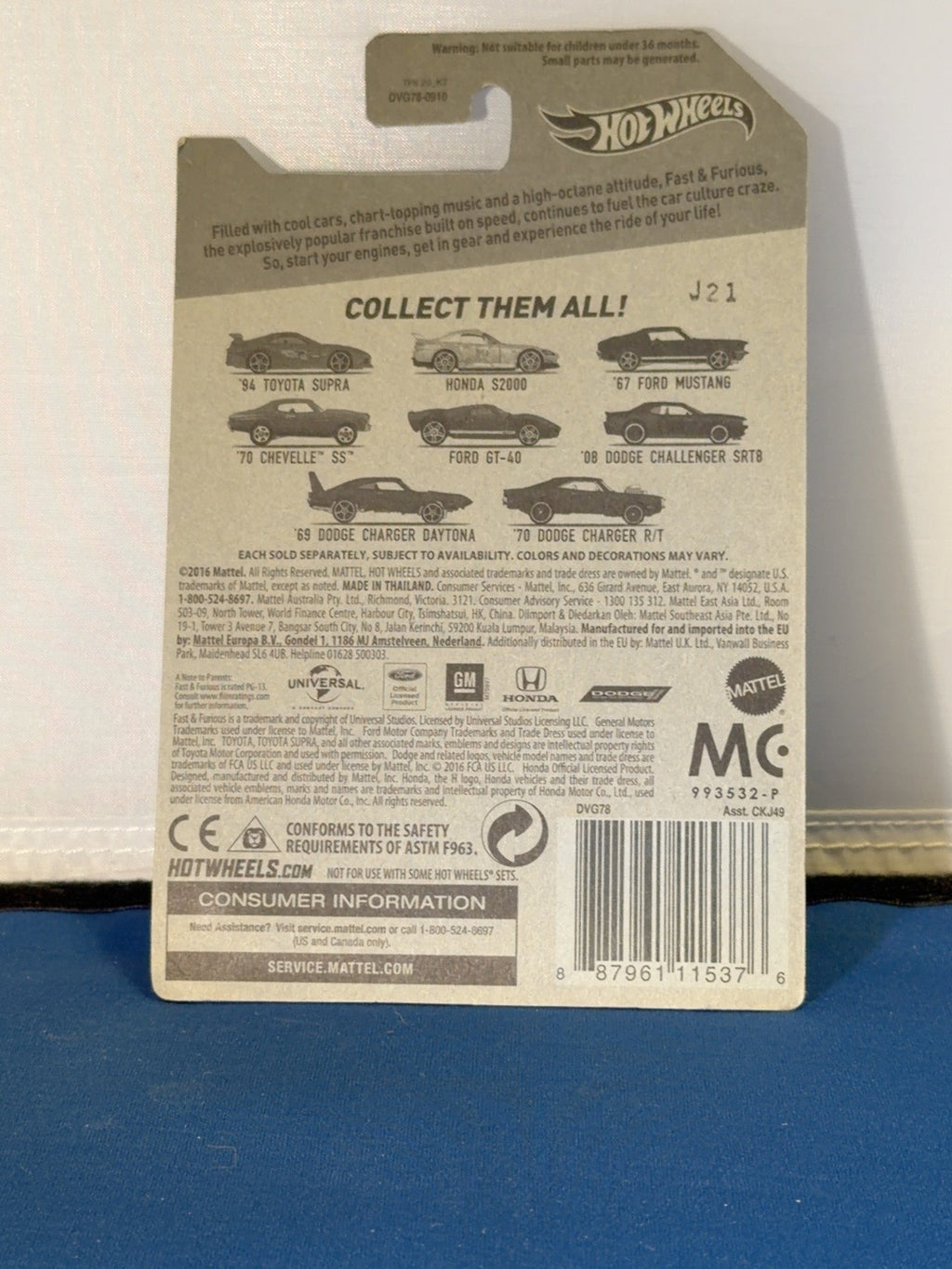 Hot Wheels Fast and Furious 6 2008 Dodge Challenger SRT8 gray DVG78 original back photo