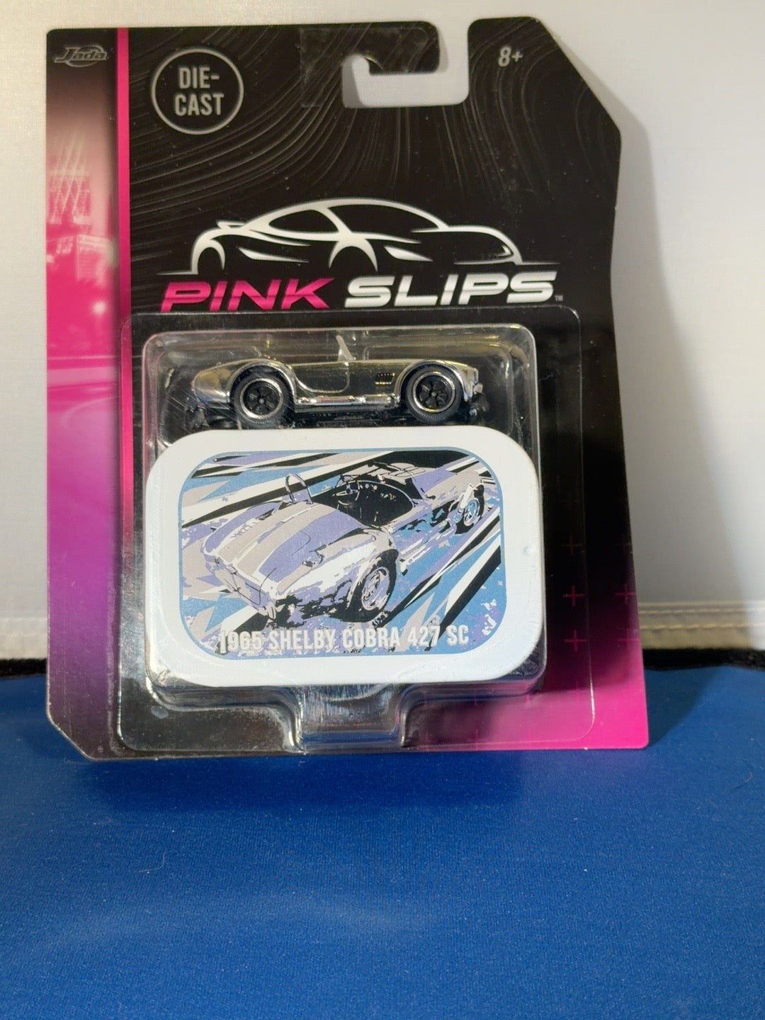 Jada Pink Slips silver 1965 Shelby Cobra 427 SC with tin front original photo