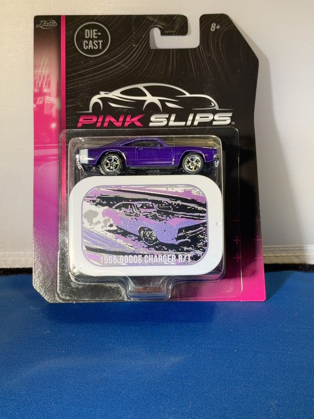 Jada Pink Slips 1968 Dodge Charger RT purple with tin front original photo