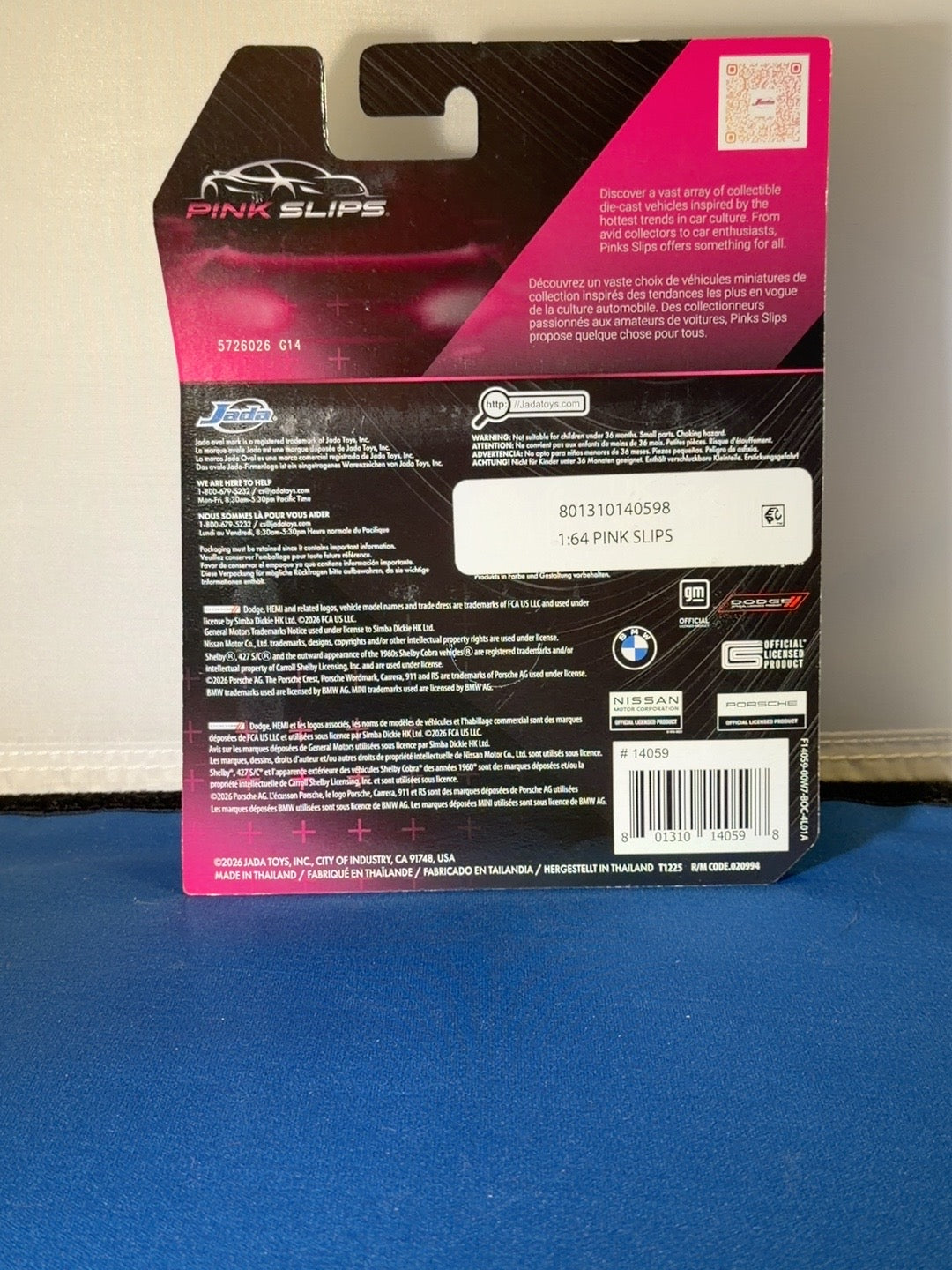 Jada Pink Slips 1968 Dodge Charger RT purple with tin back original photo