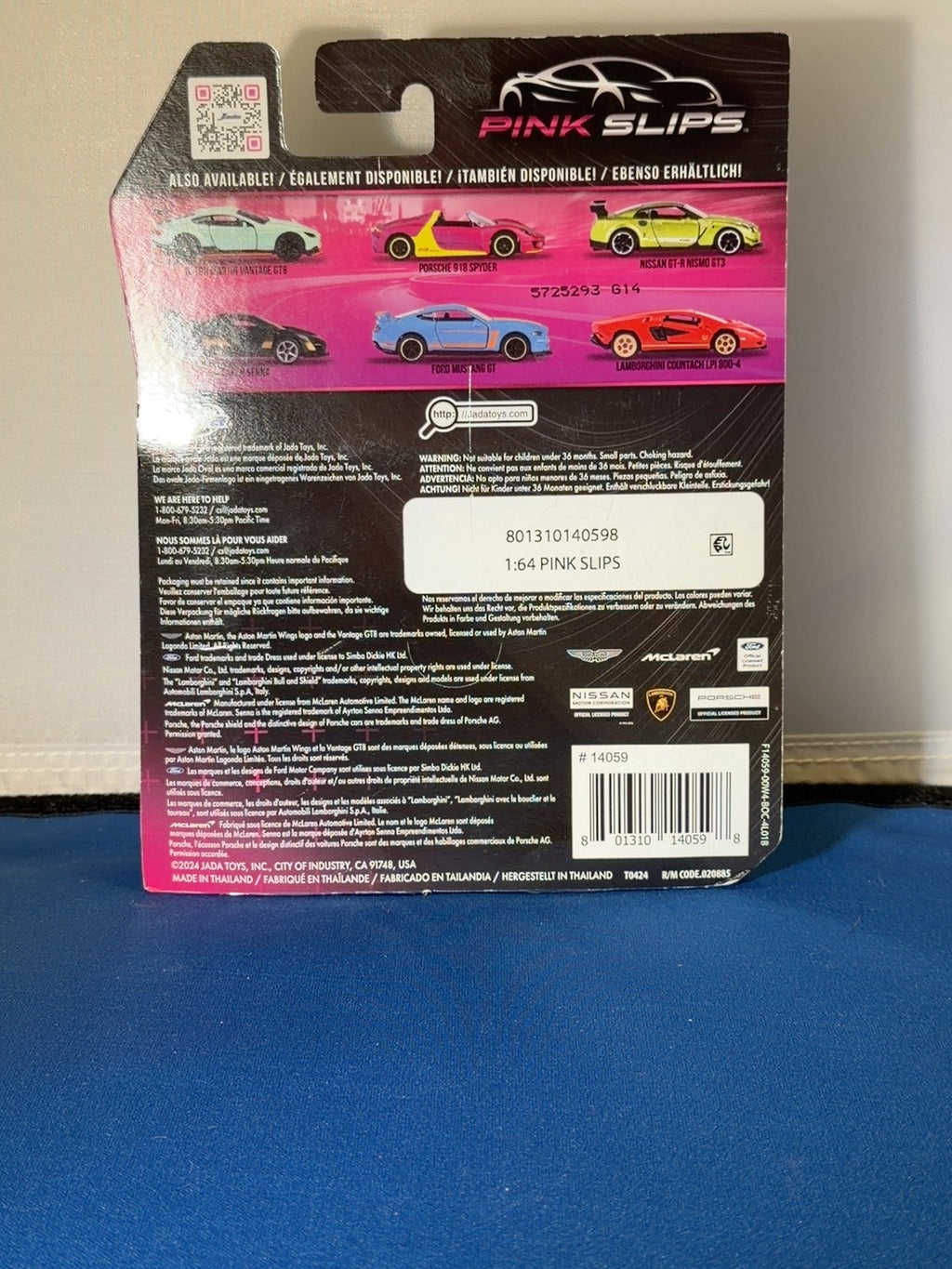 Jada Pink Slips light blue orange Ford Mustang GT with tin back original photograph