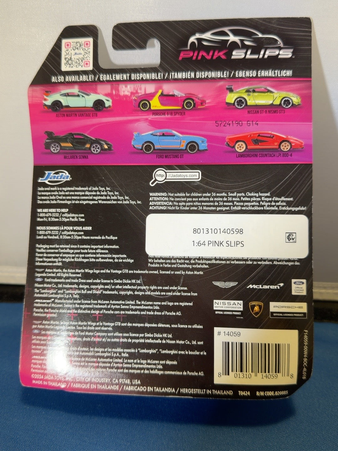 Jada Pink Slips Porsche 918 Spyder Pink Yellow 1:64 with Collector Tin Sealed — product photo 2