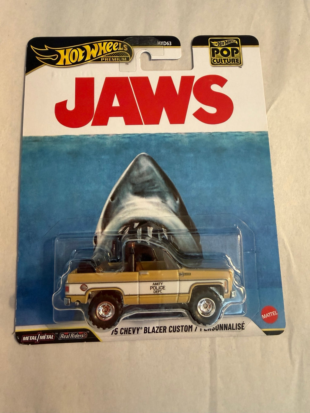 Front of sealed Hot Wheels Premium Jaws Chevy Blazer Custom JHX03