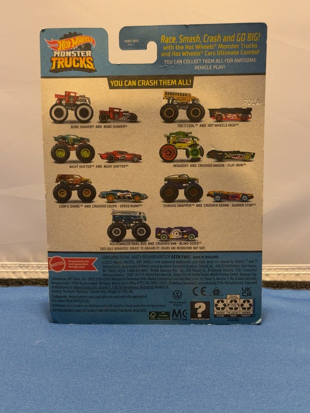 Hot Wheels VW Drag Bus with purple Blind-Sided crushed van back