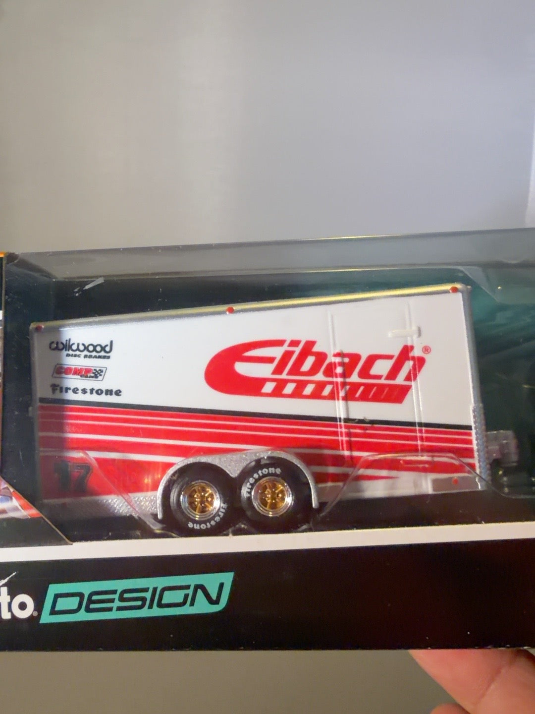 Original close-up photo Eibach enclosed car trailer