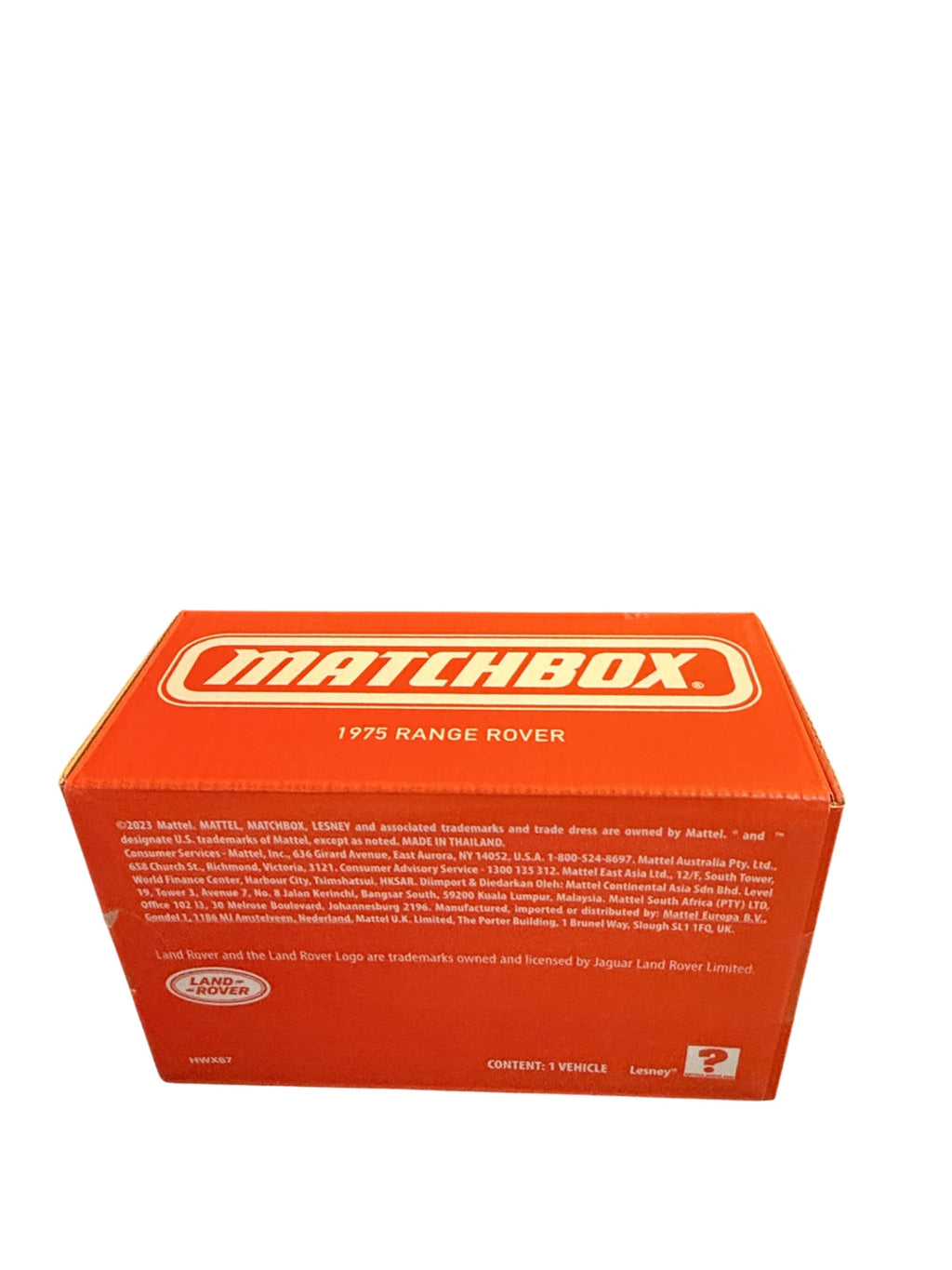 Matchbox 1975 Range Rover original box back