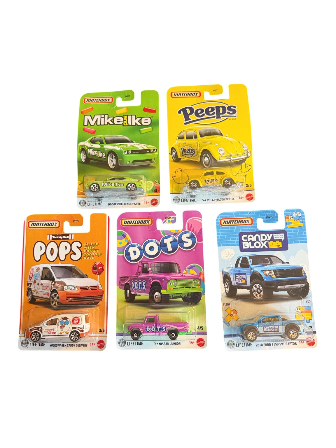 Matchbox 2026 Candy Series complete set of 5 front