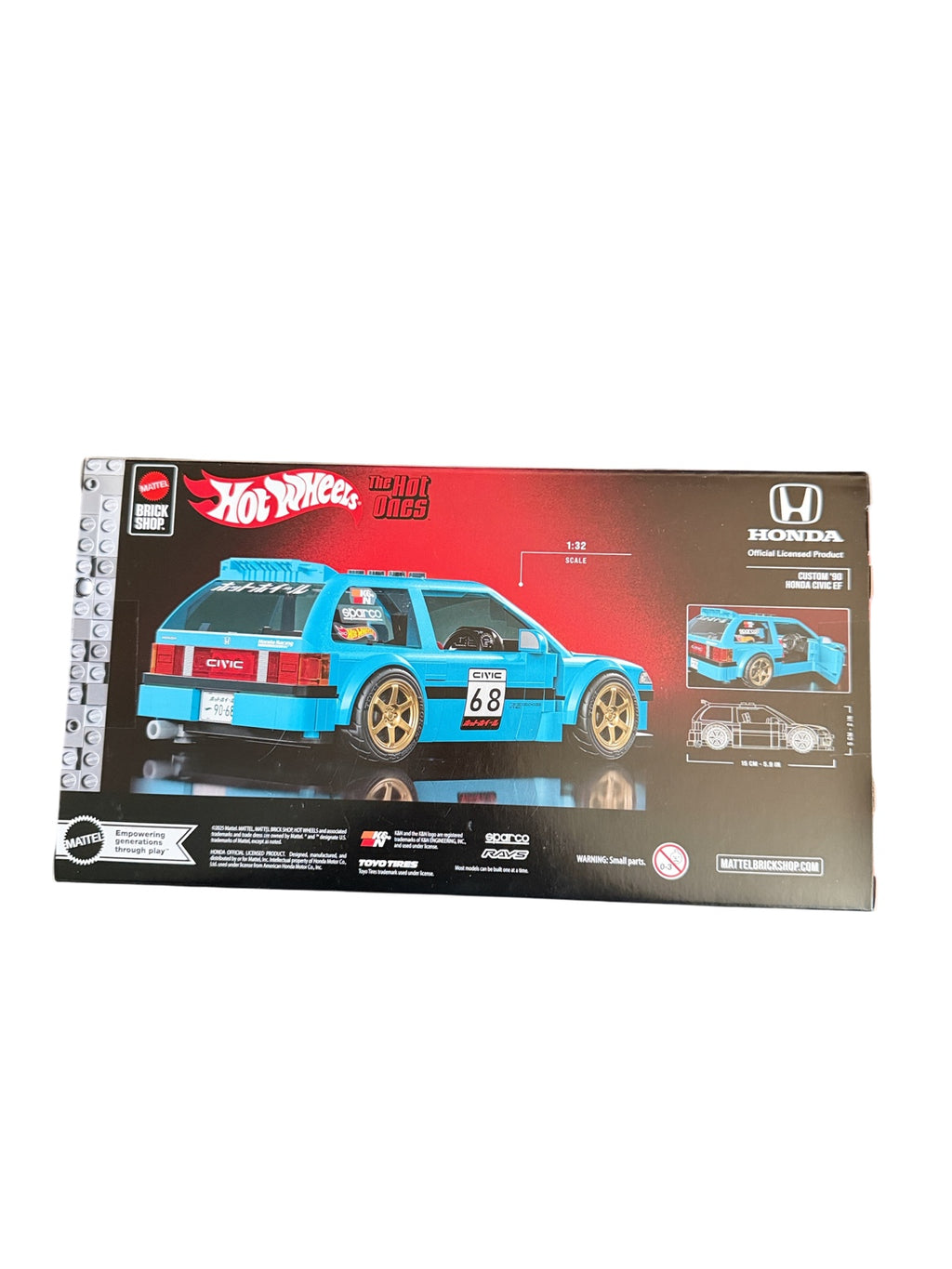 Mattel Brick Shop Hot Wheels The Hot Ones Custom '90 Honda Civic EF back box