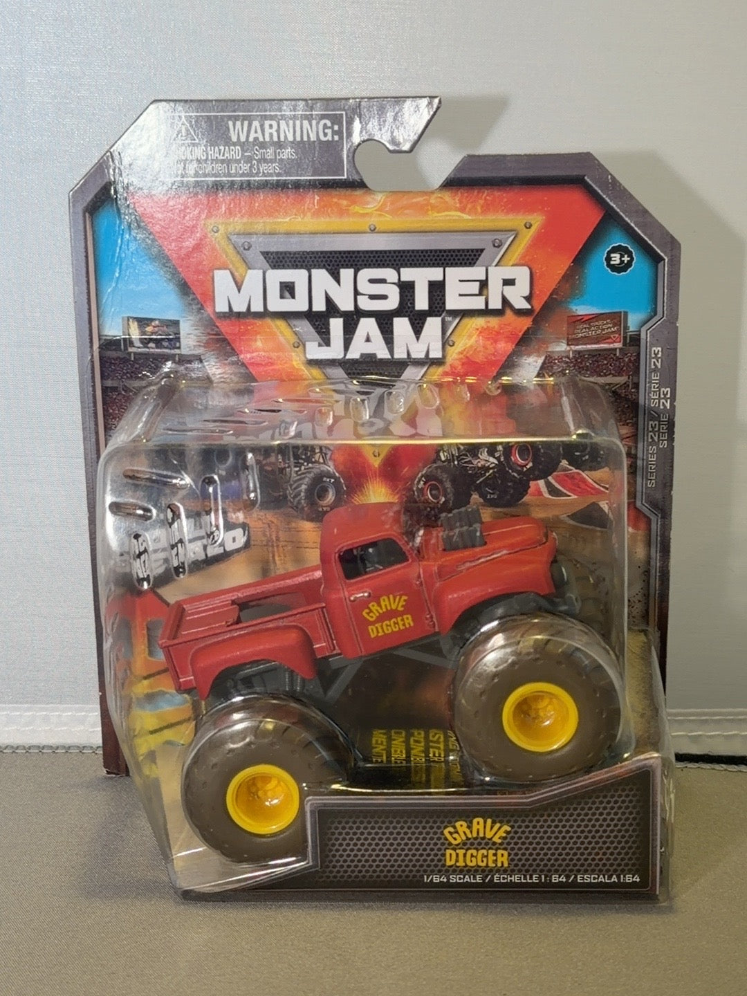 Original front photograph of red Grave Digger Retro Rebels Series 23 sealed truck